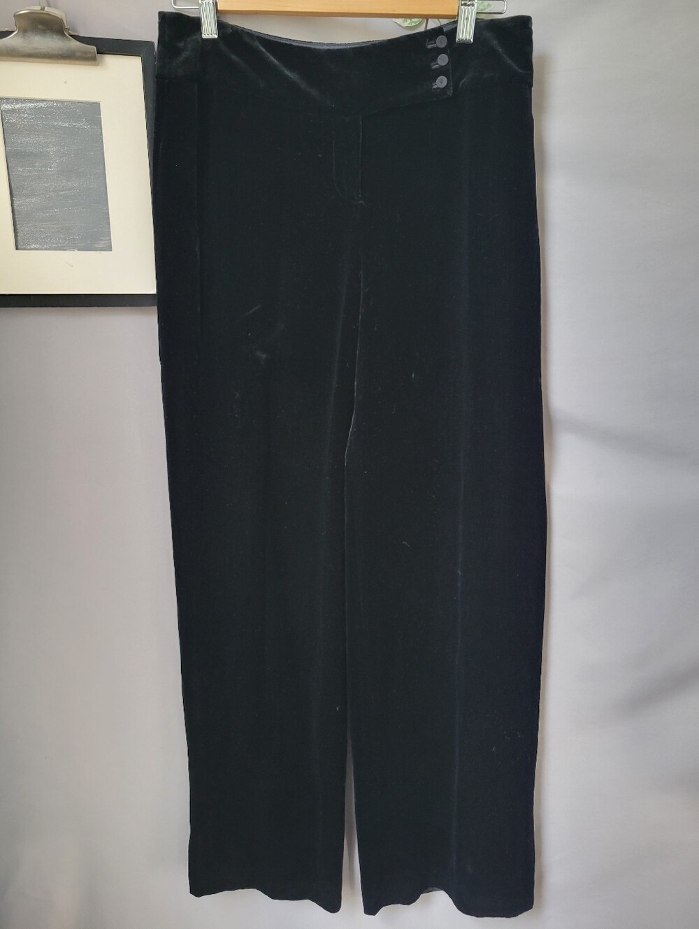 Ann Taylor Margo Velvet Silk Wide Leg Trouser Pant Black 4